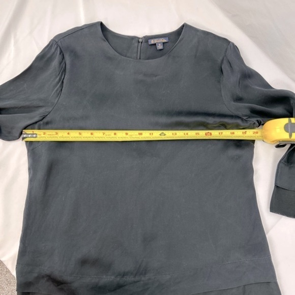 Brooks Brothers Charmeuse & Chiffon silk blouse 3/4 sleeves in Black size 12 - Picture 7 of 9